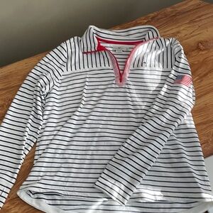 Vineyard Vines White and Navy Striped Sweatshirt